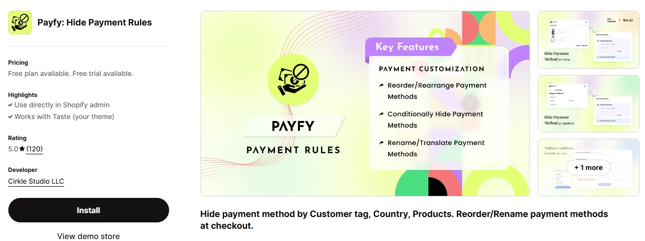 Payfy: Hide Payment Rules